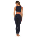 FDA certificated elastic high waist yoga sets sports fitness yoga pants leggings women bra